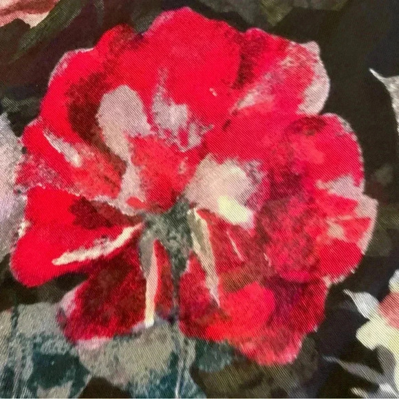 J. Jill Floral Scarf Black Red White Viscose Rayon Stretch Lightweight Stretch - Picture 7 of 8